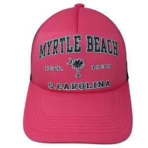 Myrtle Beach S. Carolina Est. 1938 Trucker Hat Pink OS Adjustable Mesh Back